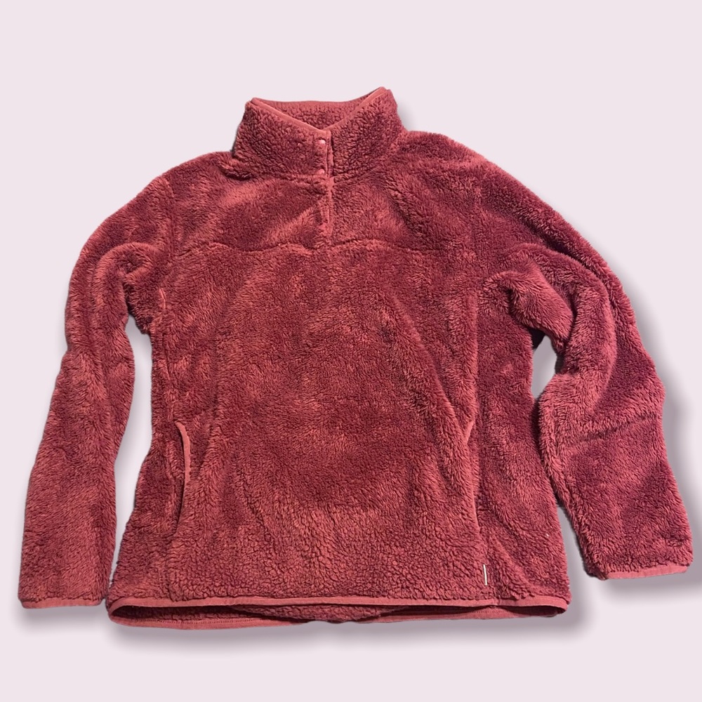 Fuzzy snap fleece pullover